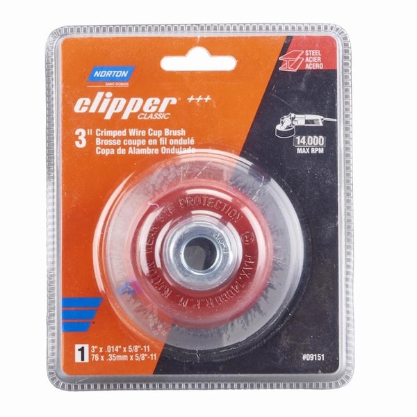Norton Abrasives Norton Clipper 3 in. Crimped Wire Cup Brush Carbon Steel 14000 rpm 1 pc 70184609151 - main